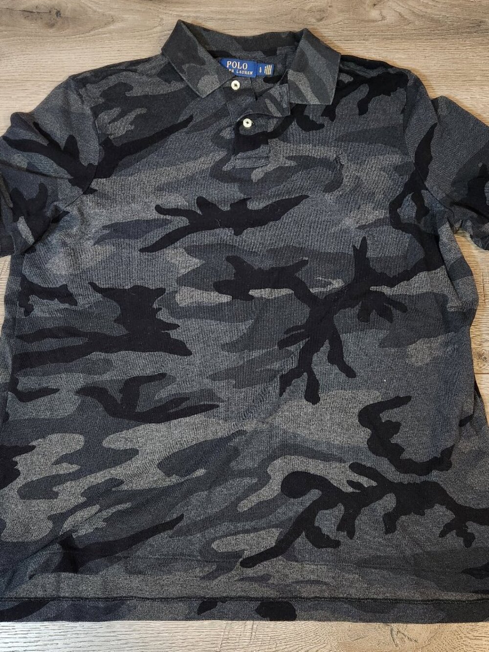 Polo Ralph Lauren Shirt Mens Large Gray Camouflage Classic Fit Pony